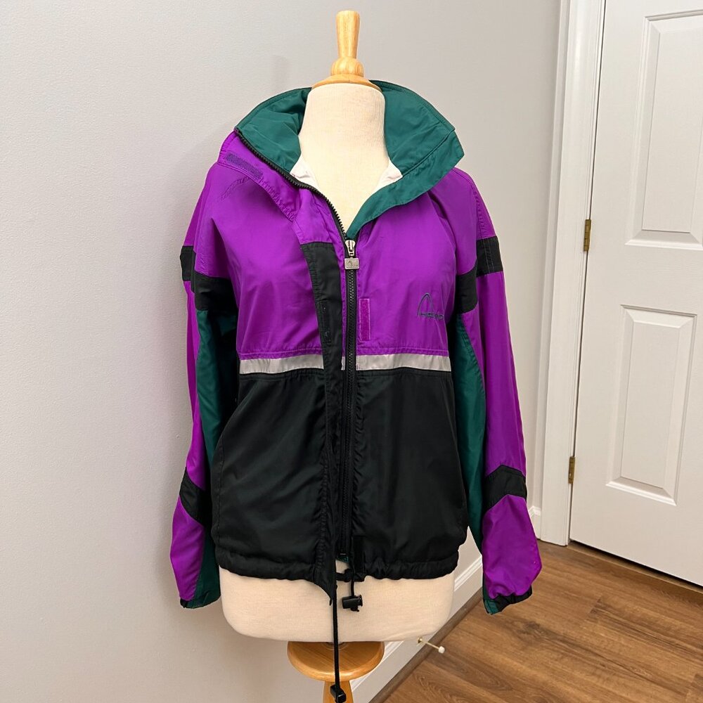 Head Full Zip Jacket Tennis Track retro 80s Purple Teal Sz M